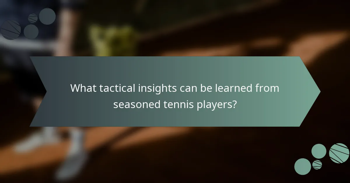 What tactical insights can be learned from seasoned tennis players?